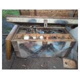 Wooden Tool Chest with Assorted Plumbing Supplies