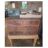 Wood Tool Chest With Drawer Contents And Hardware