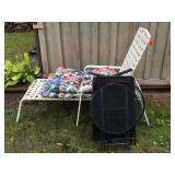 Lounge Chair w/ Cushions, (3) Folding Metal