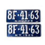 1926 New York License Plates 8F-41-63