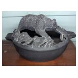 Cast Iron Covered Casserole with Bear Motif Lid