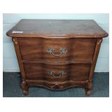 Wood Two-Drawer Chest with Ornate Metal Pulls