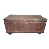 Wooden Storage Trunk with Contents