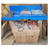 Wood Router Table With Storage Cabinet and Router