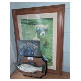 Framed Teddy Bear Print, Bear Welcome Sign