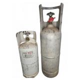 Two Metal Propane Tanks for Torch Use