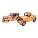 (2) Handmade Model A Style Wood Trucks