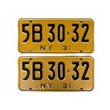 1931 New York License Plates 5B 30-32