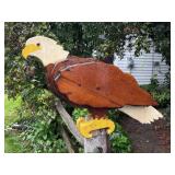 Painted Wood Bald Eagle Garden Ornament