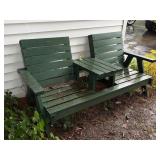 Green Wood Outdoor Two-Seat Bench