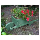 Green Painted Wooden Wheelbarrow Planter, 40ï¿½L