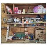Garage Lot With Tools, Hardware, Paint, Sandpaper