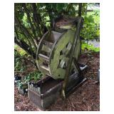 Wooden Garden Water Wheel with Planter Base