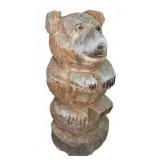 Chainsaw Carved Wood Bear Sculpture, 33"T