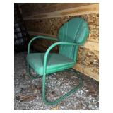 Green Metal Cantilever Patio Chair with Shell