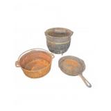 Griswold Skillet and 2 Cast Iron Pots, Rusted