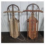 Pair Fleet Wing Sleds Wood Metal