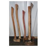 5 Assorted Wood Handle Axes