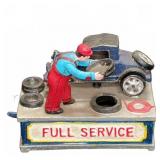 Cast Iron Full Service Coin Bank Mechanic Car Tire