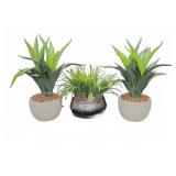 3 Artificial Potted Plants Decorative Arrangement