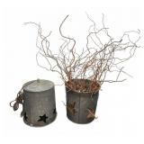 Galvanized Star Cutout Pendant Lamp and Planter