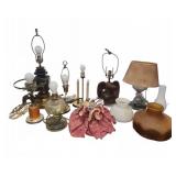 Table Lamp and Shade Lot, Glass and Metal