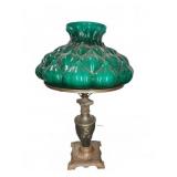 Green Glass Shade Metal Table Lamp