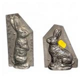 Pair Vintage Metal Rabbit Chocolate Molds