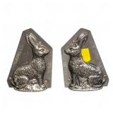 Vintage Metal Rabbit Chocolate Mold Pair