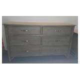Six-Drawer Wood Dresser 65.75"18"38" Gray F