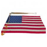 US Flag With 50 Stars, Eagle Finial, Cord & Pole