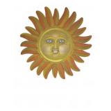 Painted Metal Sun Face Wall Decor Plaque