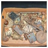 Box Lot Antique Hardware Locks Hinges Door Knobs