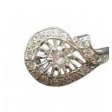 14K White Gold Diamond Spiral Ring Size 8.75