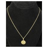 14K Gold Sand Dollar Pendant Necklace
