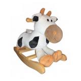 Happy Trails Plush Rocking Cow Toy with Wood Base