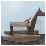 Vintage Wooden Rocking Horse Toy Bench