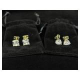(2) Pairs Simulated Diamonds Earrings