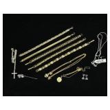 Gold and Silver Tone Jewelry Lot with Chains
