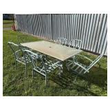 Metal Patio Dining Set with Glass Table, 6 Chairs