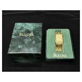 Mens Bulova Diamond Gold Tone Watch w/ Box