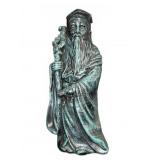 Painted Concrete Wise Man Statue Holding Staff