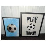 2 Framed Soccer Themed Wall Art Prints