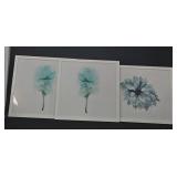 3 Framed Blue Floral Prints