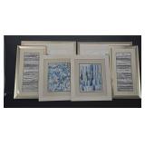6 Framed Blue Abstract Art Prints