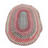 Handmade Oval Braided Rag Rug Red Gray Black
