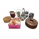 Glass Jars, Lamp, Pitcher, Bowl, Misc