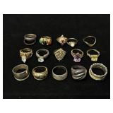 Gold 14K, 10K and 925 Sterling Silver Rings Lot