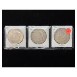 (3) Morgan Silver Dollars 1921, 1921-D, 1921-S