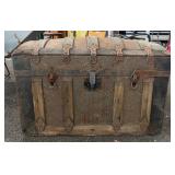 Wooden and Metal Domed Trunk With Latch